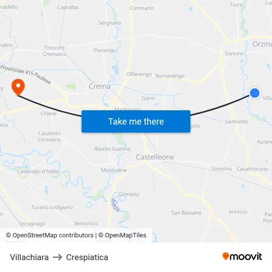 Villachiara to Crespiatica map