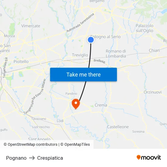 Pognano to Crespiatica map