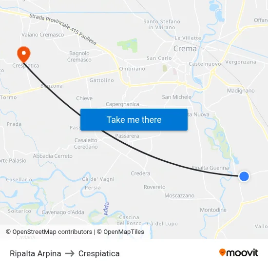 Ripalta Arpina to Crespiatica map