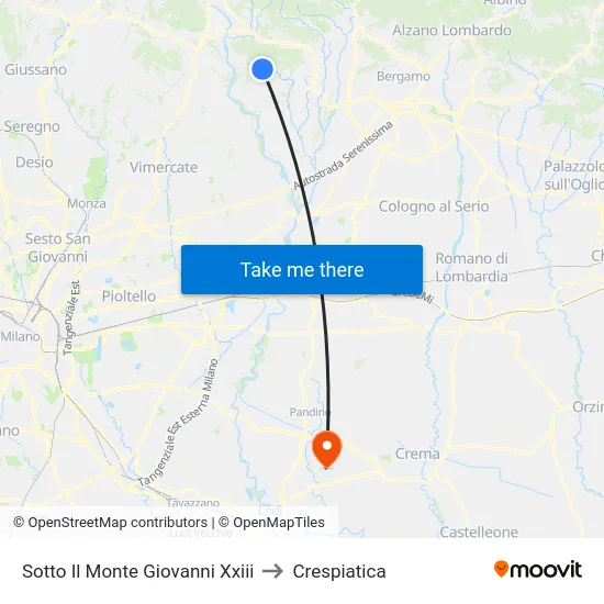 Sotto Il Monte Giovanni Xxiii to Crespiatica map