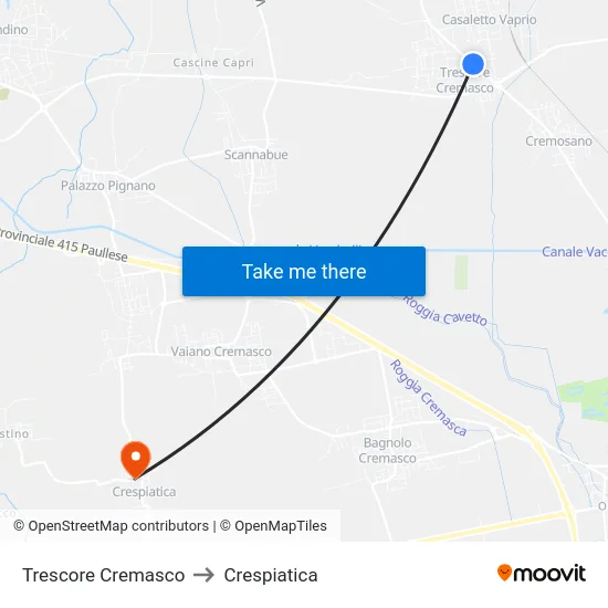 Trescore Cremasco to Crespiatica map