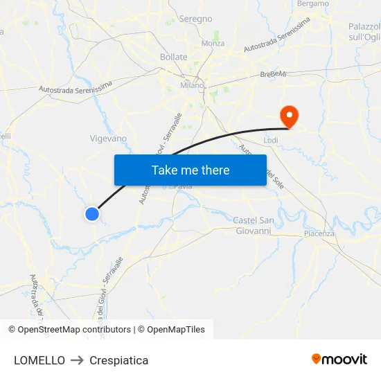 Lomello to Crespiatica map
