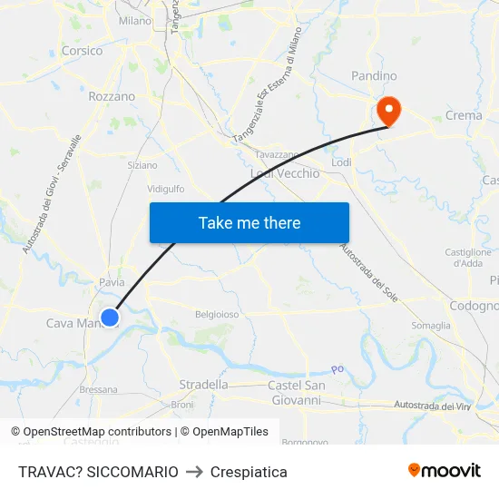 Travacò Siccomario to Crespiatica map