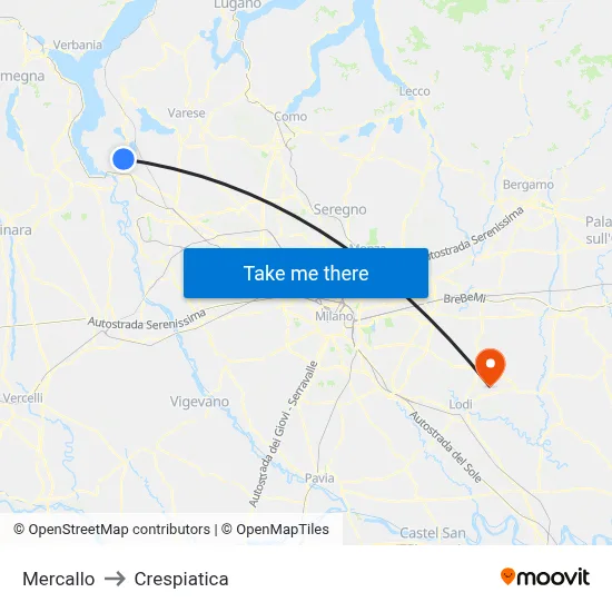Mercallo to Crespiatica map