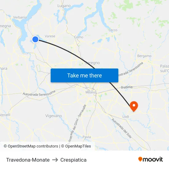 Travedona-Monate to Crespiatica map