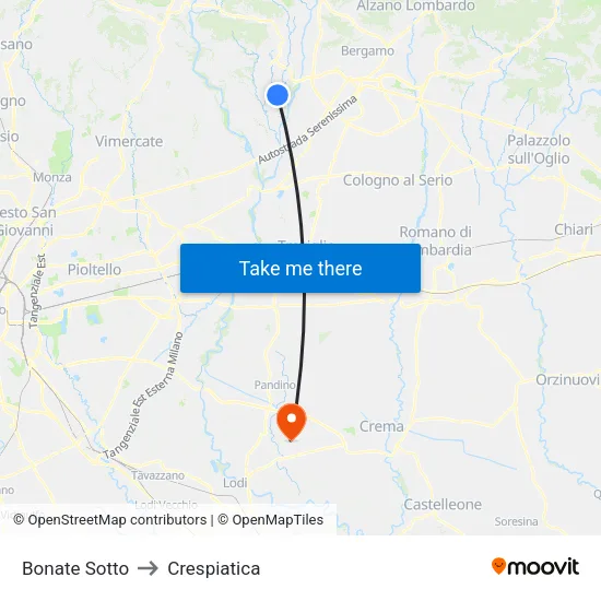 Bonate Sotto to Crespiatica map
