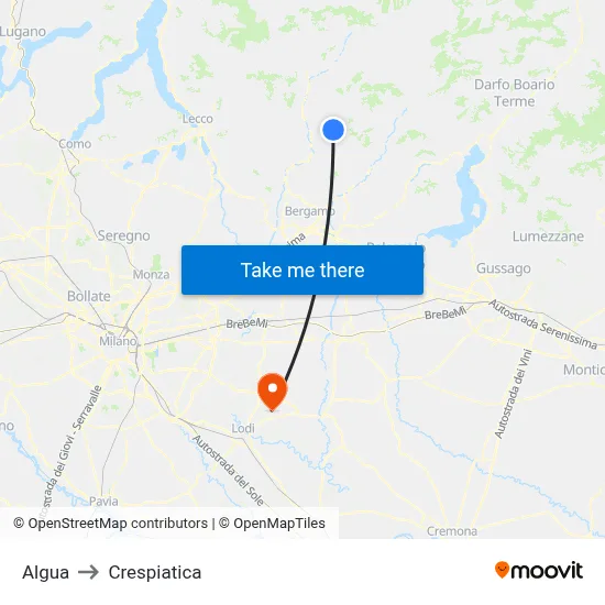 Algua to Crespiatica map