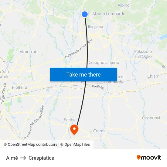 Almè to Crespiatica map