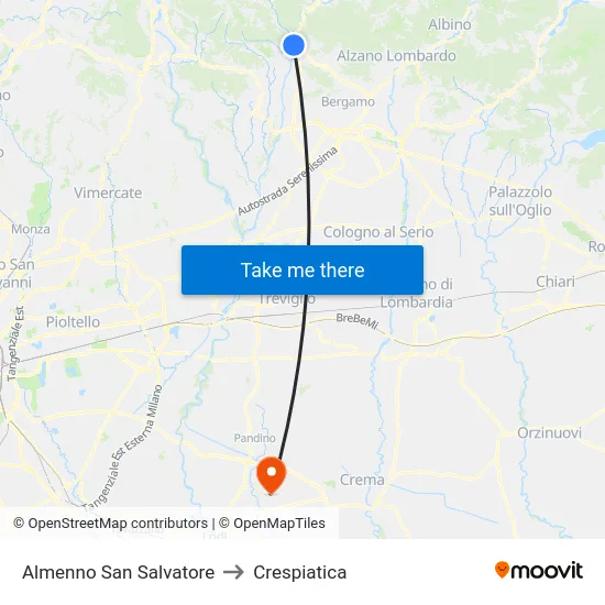 Almenno San Salvatore to Crespiatica map