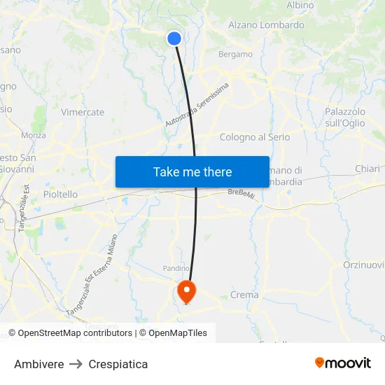 Ambivere to Crespiatica map