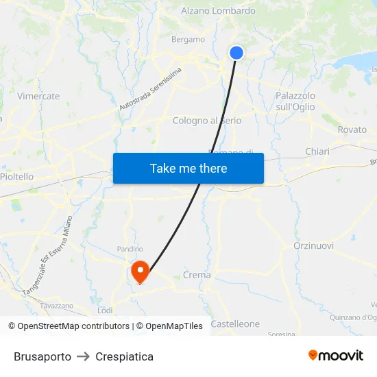 Brusaporto to Crespiatica map