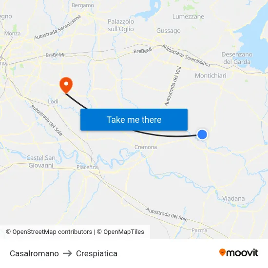 Casalromano to Crespiatica map