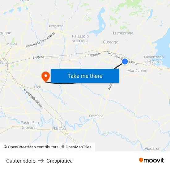 Castenedolo to Crespiatica map