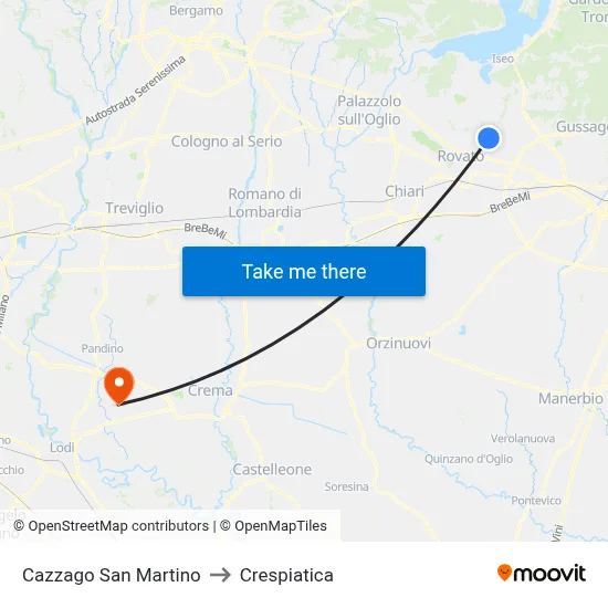 Cazzago San Martino to Crespiatica map