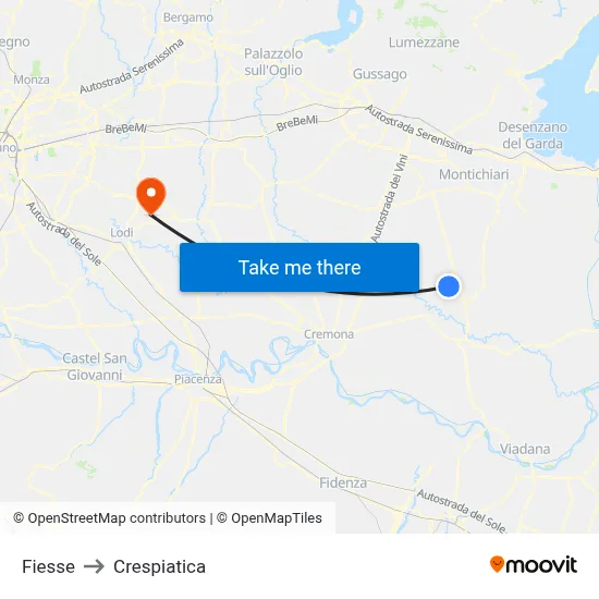 Fiesse to Crespiatica map