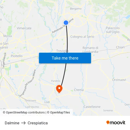 Dalmine to Crespiatica map