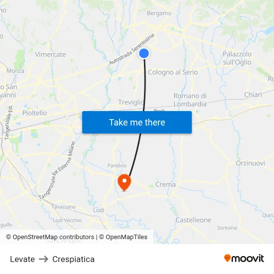 Levate to Crespiatica map