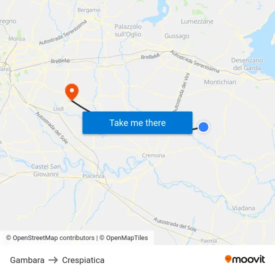 Gambara to Crespiatica map
