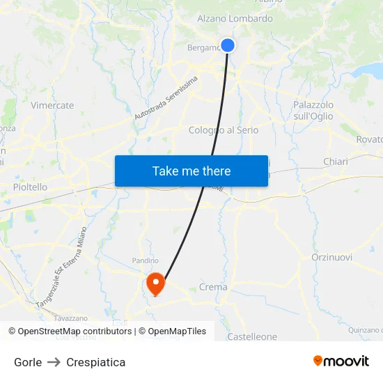Gorle to Crespiatica map
