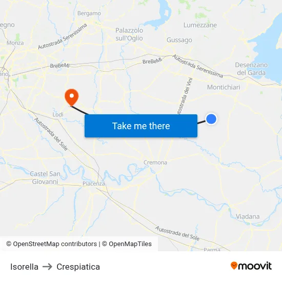 Isorella to Crespiatica map