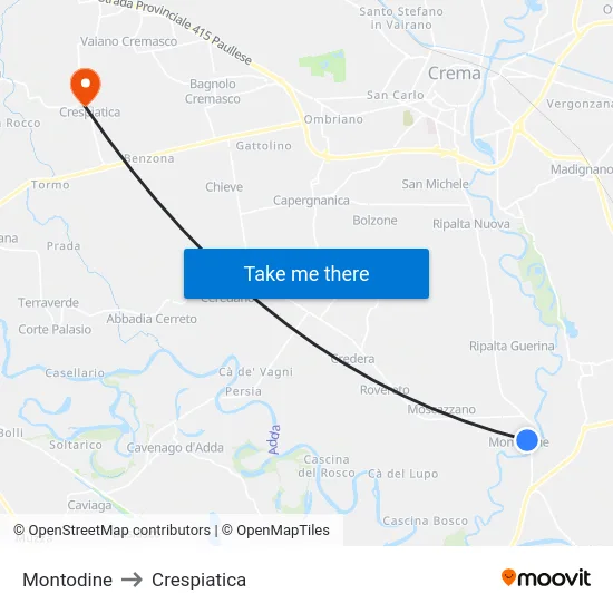 Montodine to Crespiatica map
