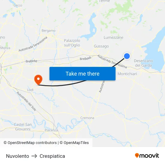 Nuvolento to Crespiatica map