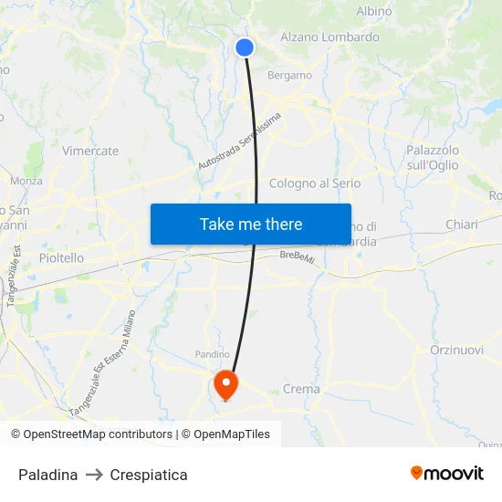 Paladina to Crespiatica map