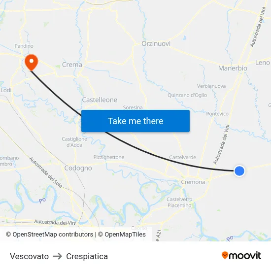 Vescovato to Crespiatica map