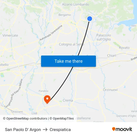 San Paolo D' Argon to Crespiatica map
