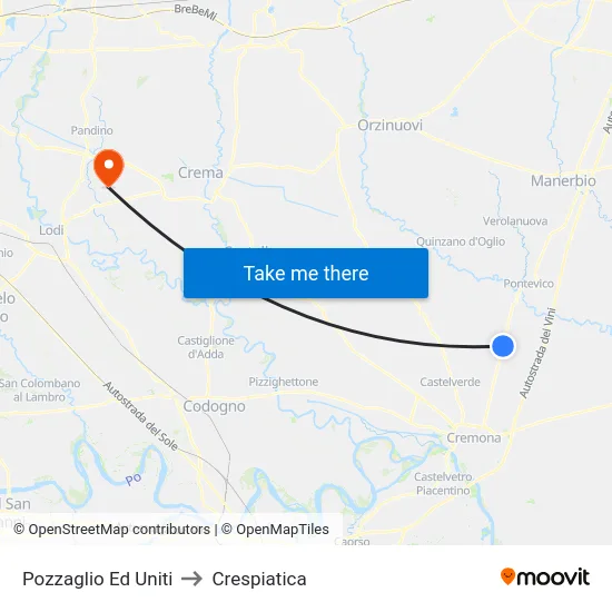 Pozzaglio Ed Uniti to Crespiatica map