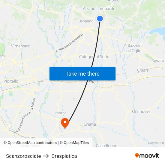 Scanzorosciate to Crespiatica map