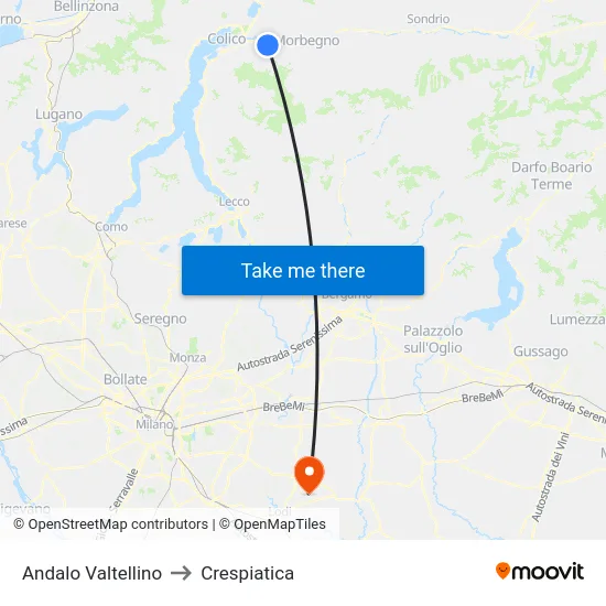 Andalo Valtellino to Crespiatica map