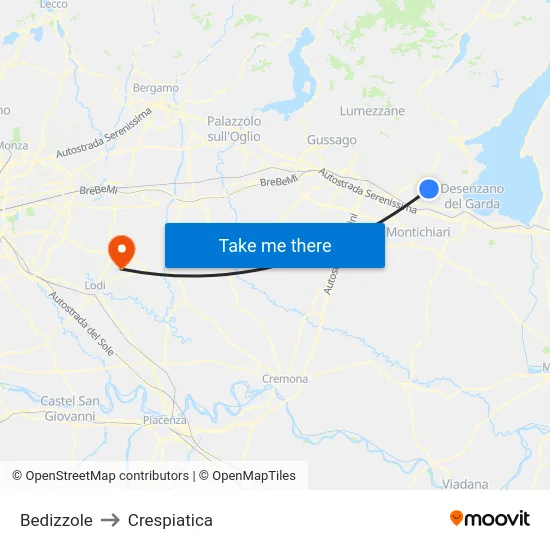 Bedizzole to Crespiatica map
