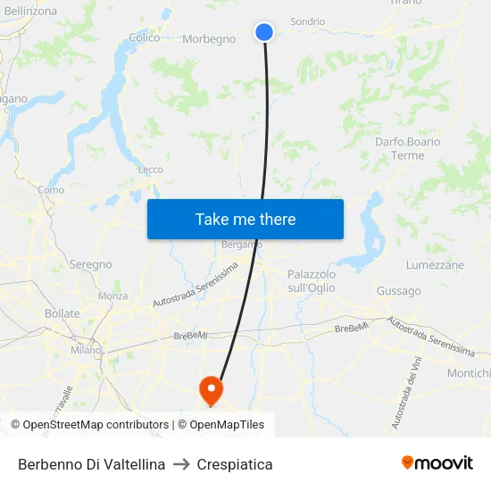 Berbenno Di Valtellina to Crespiatica map