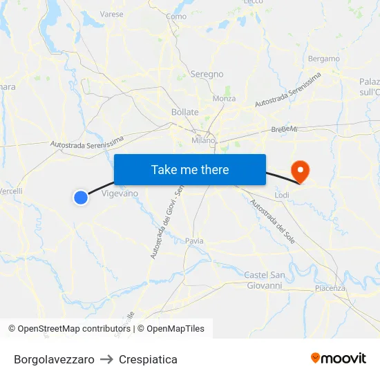 Borgolavezzaro to Crespiatica map