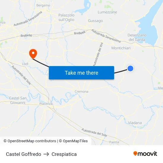Castel Goffredo to Crespiatica map