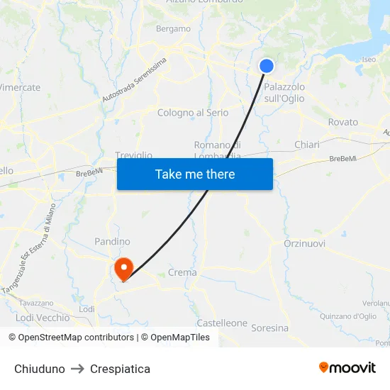 Chiuduno to Crespiatica map