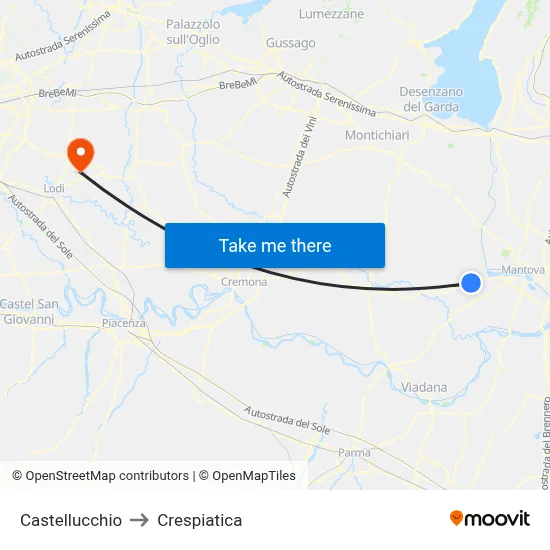 Castellucchio to Crespiatica map