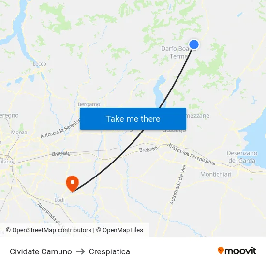 Cividate Camuno to Crespiatica map