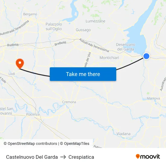 Castelnuovo Del Garda to Crespiatica map