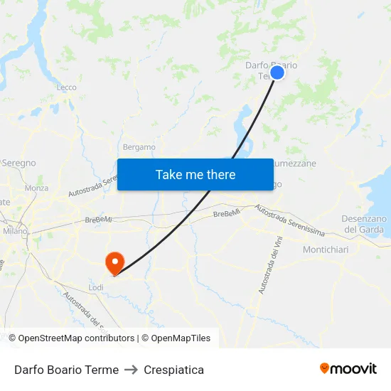 Darfo Boario Terme to Crespiatica map