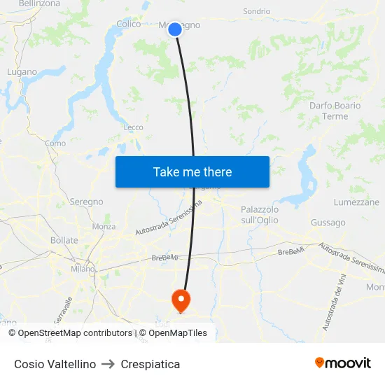 Cosio Valtellino to Crespiatica map