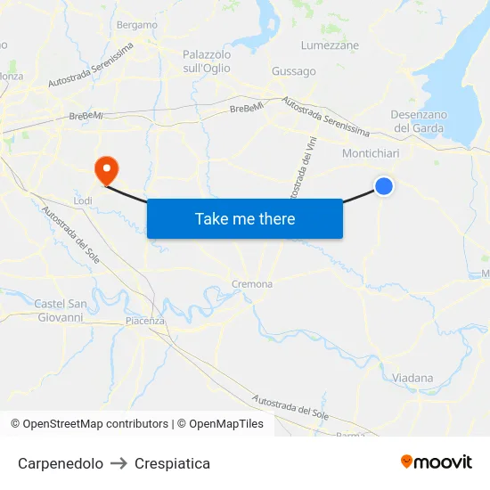Carpenedolo to Crespiatica map