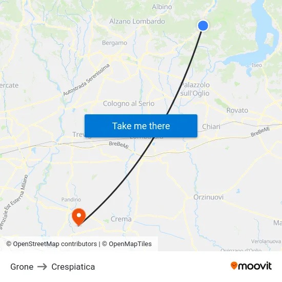 Grone to Crespiatica map