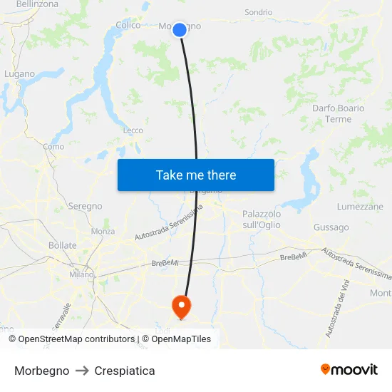 Morbegno to Crespiatica map
