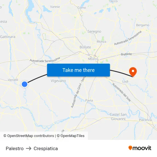 Palestro to Crespiatica map