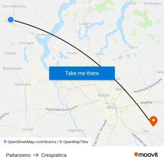 Pallanzeno to Crespiatica map