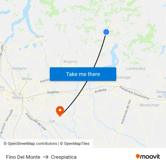 Fino del Monte to Crespiatica map