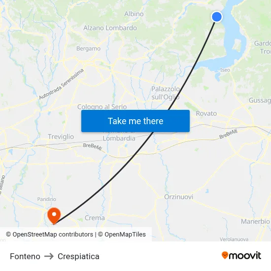 Fonteno to Crespiatica map