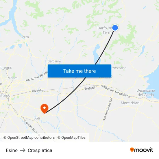 Esine to Crespiatica map